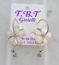 TOP FASHION Orecchini con cristalli da Donna,cerchio oro Fiori bianco