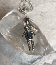 Sterling Silver Charm Pendant Boy Birthstone Blue September With Chain 4.2 Grams