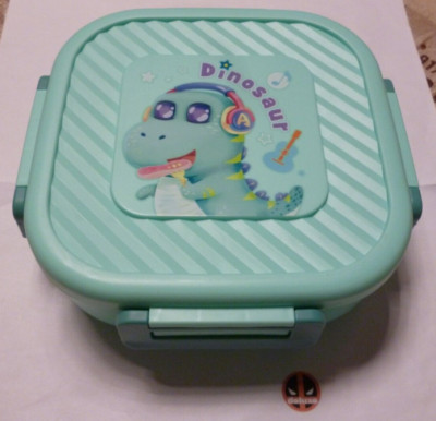 Dino - Brotzeitbox Lunchbox Brotdose Pausenbrot Snackbox - mit Göffel - türkis