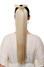 Haarteil Zopf Pferdeschwanz Steckkamm Band Blond Aschblond glatt lang 60 cm