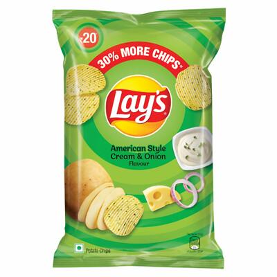 Lay's India's American Style Cream & Onion 50 grams Potato Chips Wafers Snacks