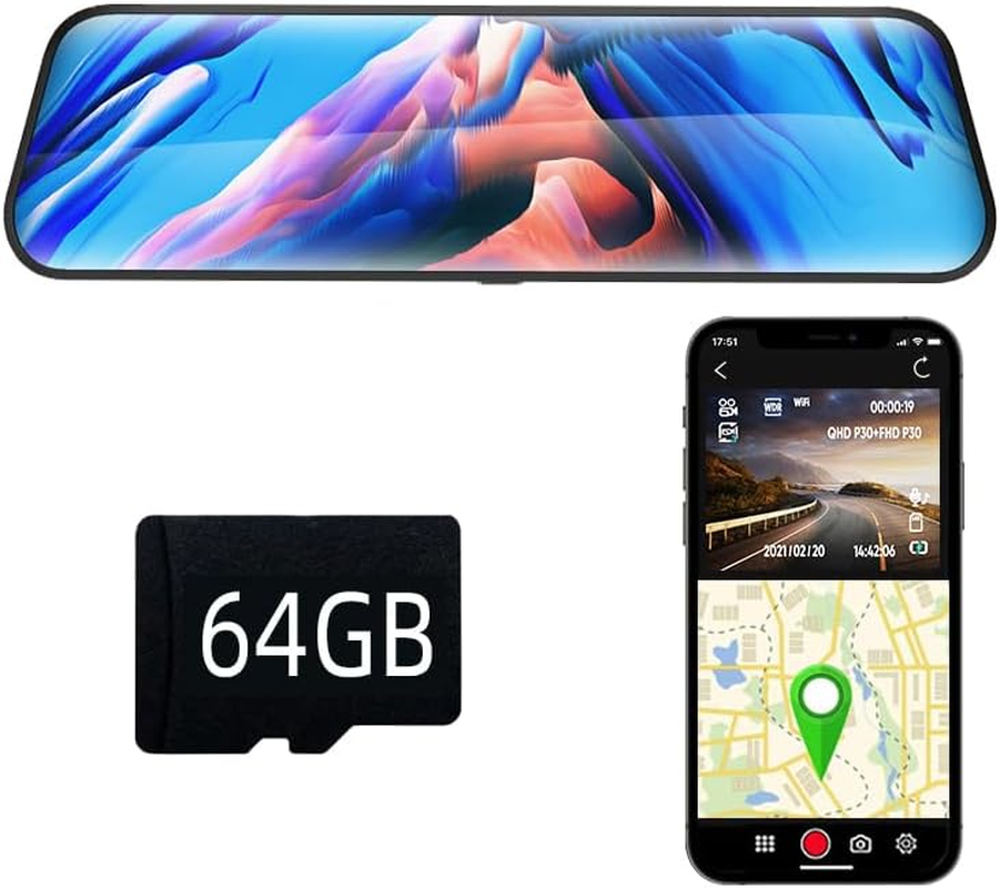 4K Dual Dash Cam with 10-inch Touch Screen, 2160P Front & 1080P Rear Mirror Recorder