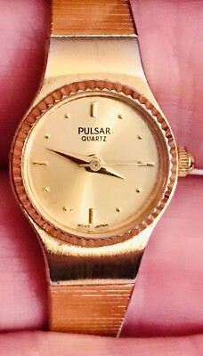 #ad Vtg Pulsar V811 X007 Wrist Watch Goldtone Japan Mvmt Water Resistant UNTESTED $15.99