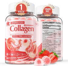 Sugar-Free Hydrolyzed Collagen Peptide Filled Gummies,Extra Strength 1500Mg P...