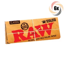 6x Packs Raw Classic Supreme Rolling Papers | King Size | 2 Free Rolling Tubes!