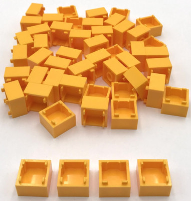 Lego 50 New Bright Light Orange Containers Box 2 x 2 x 1 Studs Top Opening