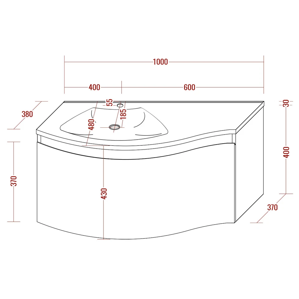 Bernstein Badmöbel Set 100 cm Waschbecken mit Unterschrank LED Spiegel optional - Bild 3 von 4