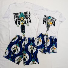 Conjunto de pijama a juego Vegeta Dragon Ball Z para parejas ropa de dormir de dibujos animados camisa pantalones cortos