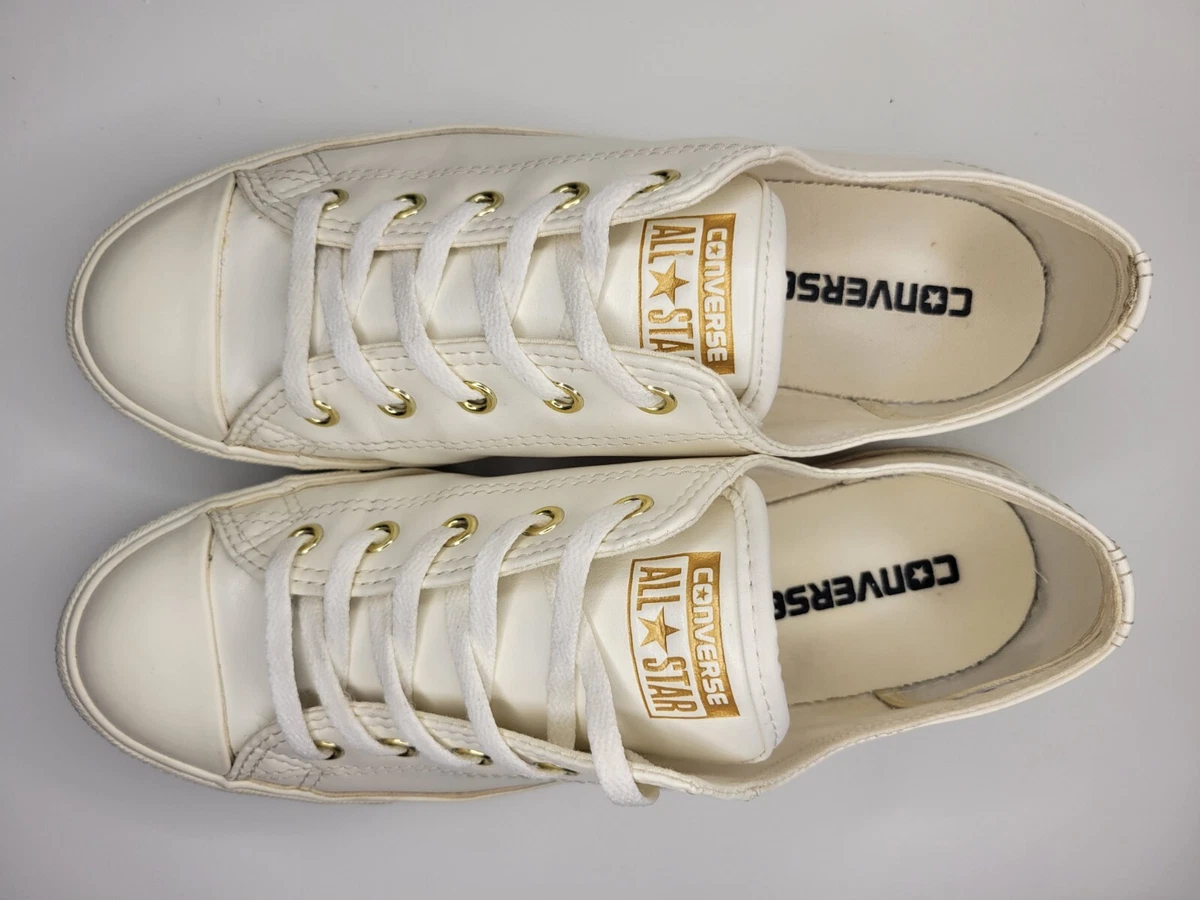 deken bemanning Rimpelingen Converse Chuck Taylor All Star Dainty OFF WHITE / GOLD Leather 8 US | eBay