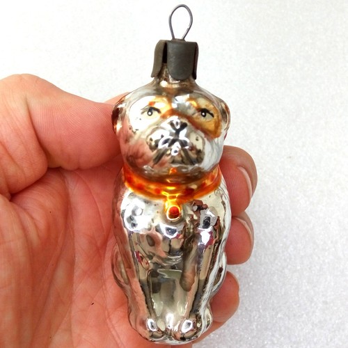 Rare Vintage Ukrainian Glass Christmas Tree Ornament Xmas Decoration Old Bulldog - Picture 4 of 9