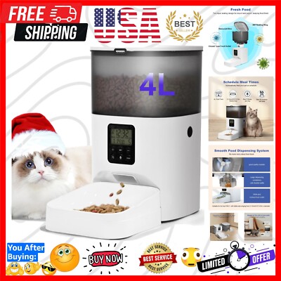 Elegant 4L Automatic Cat Feeder with Voice Recorder - 8 Scheduled Meals Daily
