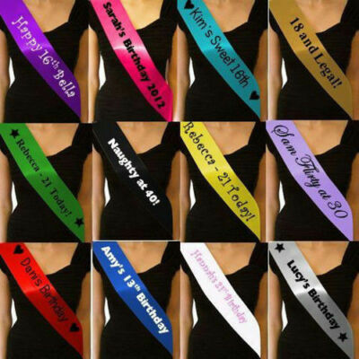 BIRTHDAY GIRL BOY PRESENT IDEA PERSONALISED SASH KEEPSAKE 18TH 16TH 21ST 30TH 40