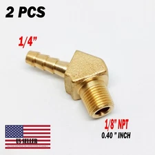 2X 1/4 HOSE BARB X 1/8 MALE NPT Brass ELBOW 45 DEGREE Pipe Fitting Thread GasFUE