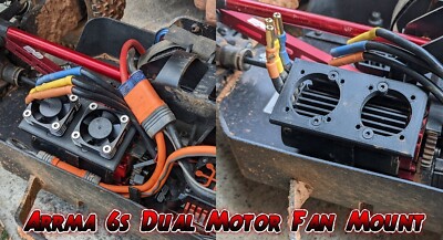 35mm to dual 30x30 40x40 Fan Mount Adapter Arrma 6s Mojave, Infraction ARA390299