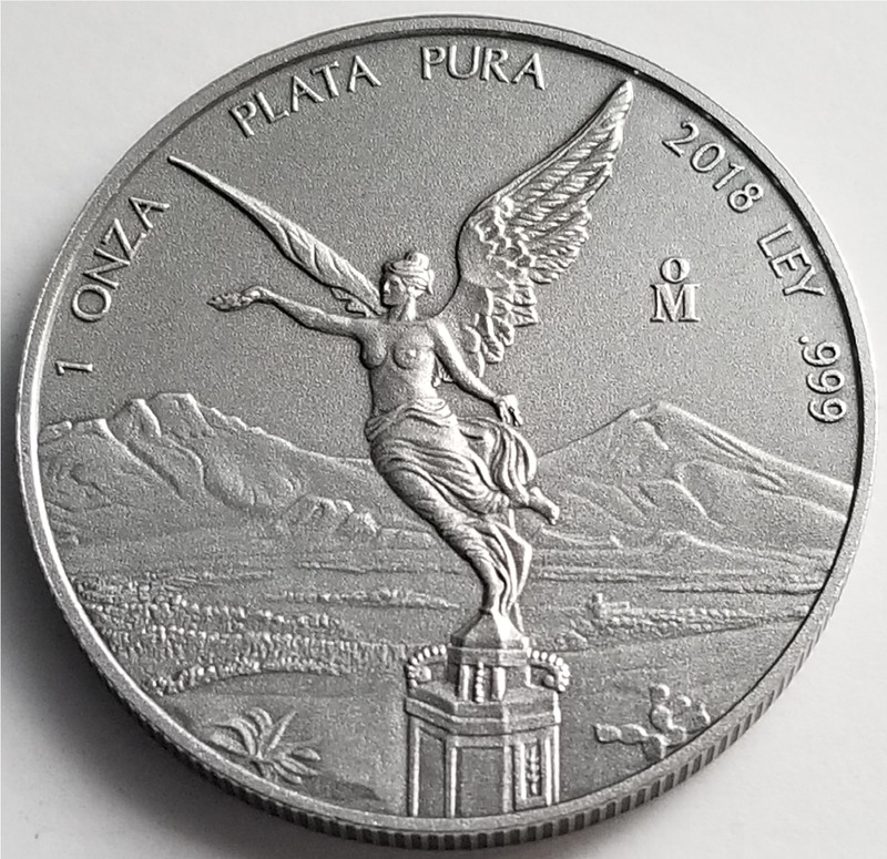Mexico Liberty 2018 Antique Finish, 1 Oz .999 Fine Silver Coin, Acabado Antiguo.