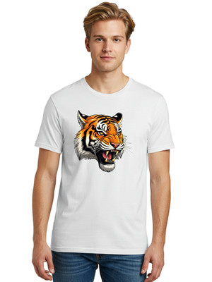 Tiger-Head-14 Mens Graphic Tee, 100% Cotton, Casual Summer Wear