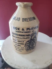 ANTIQUE STONEWARE CROCK COX & PURVES ENGLISH SALAD DRESSING CROCK GREAT NO CHIPS