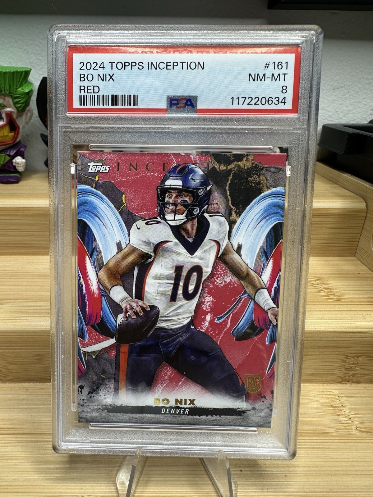 PSA 8 12/75 Bo Nix (RC) Red Topps 2024 Inception #161