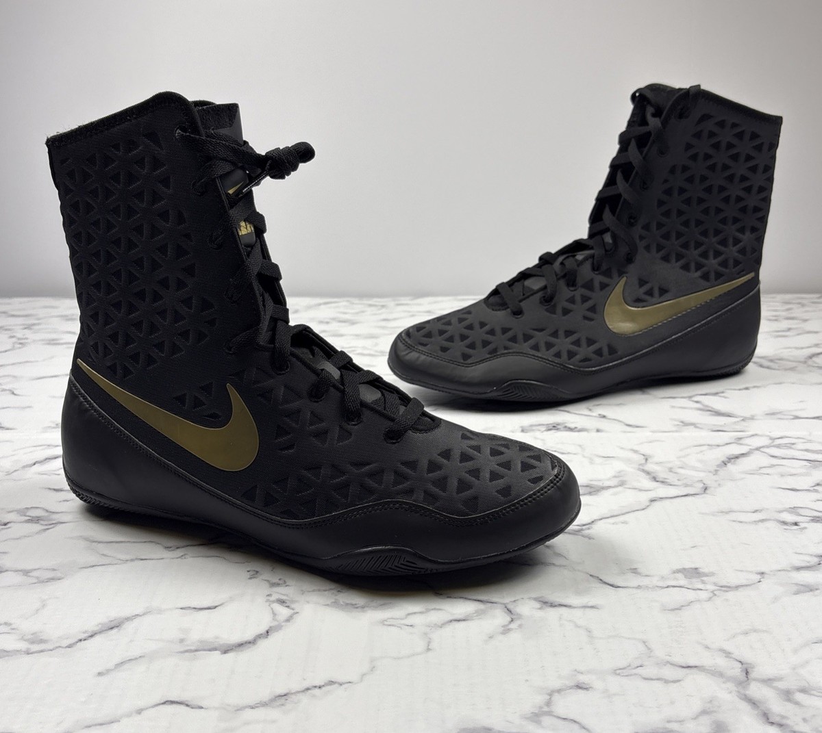 Nike KO Boxing Boots Black/Gold Number 839421 001 Xc Size 13 (New