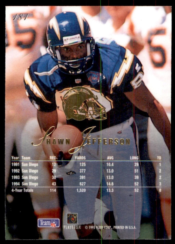 1995 Flair Shawn Jefferson San Diego Chargers #181 - Image 2 of 2