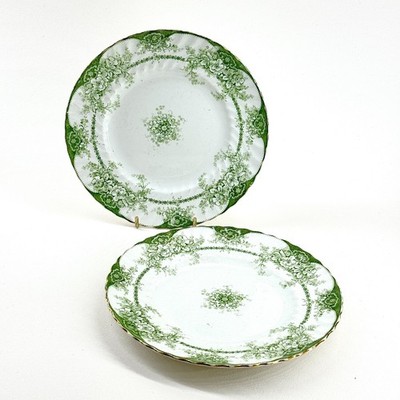 ANTIKES PAAR ALFRED MEAKIN KELVIN GRÜN TRANSFERWARE BEILAGENTELLER ENGLAND