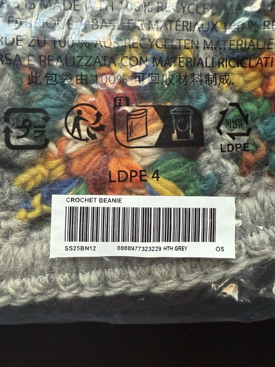 Supreme SS25 Crochet Beanie Grey Brand New Sealed | eBay
