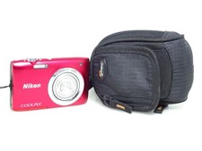 Nikon Coolpix A100 20.1MP Digital Camera - Red with Battery, Charger & Case.