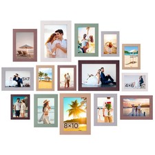 15 Pack Picture Frames, Gallery Wall Frame Set for Family, 8x10, 5x7, 4x6 Pho...