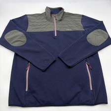 Orvis Sweater Men M Blue & Gray Logo Pockets ...