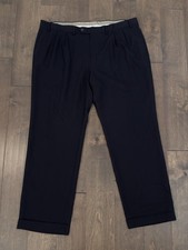 Ralph Lauren Pleated Navy Blue Comfort Dress Pants Trouser Men Size 40X30 Pocket