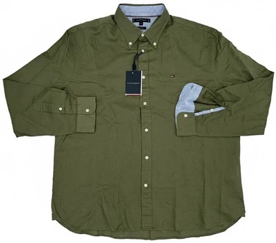 Tommy Hilfiger Herren Hemd Linen Blend 035325 FS25 Baumwollmischung grün 2XL Neu - Bild 1 von 4