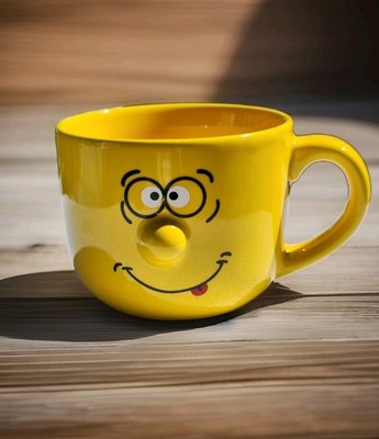 Happy Face 3D Mug 12-14oz Yellow Coffee Or Tea 