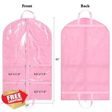 KEEGH Pink Garment Bag 40in Dance Costume Bag, 2 Pack, 4 Zipper Pockets