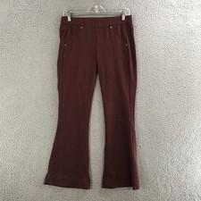 Free People Pants Women M Flare Pull On Elastic Waist Knit Stretch Burgundy