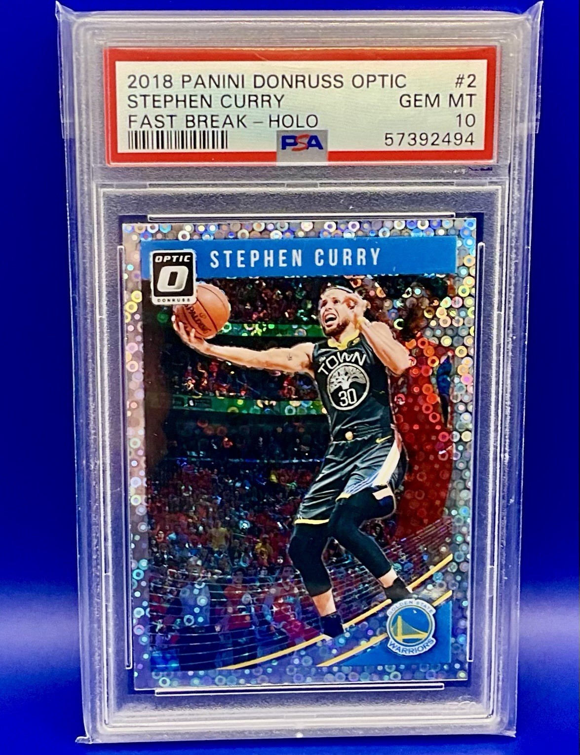 Stephen Curry 2018-19 Panini Donruss Optic Fast Break Holo #2 PSA 10 GEM MINT