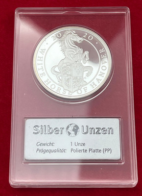 2 Pfund Großbritannien, 2020, White horse of Hanover, 1 Oz Silber, PP