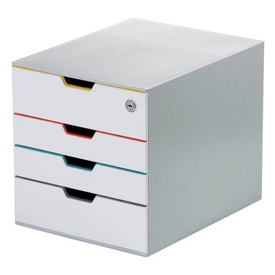 DURABLE Schubladenbox VARICOLOR  MIX SAFE  weiß mit bunten Farblinien...