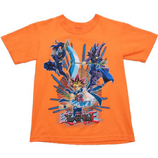 Vintage 1996 Yu-Gi-Oh Orange Graphic Youth T-Shirt 90s Manga Anime Tee. Sz M.