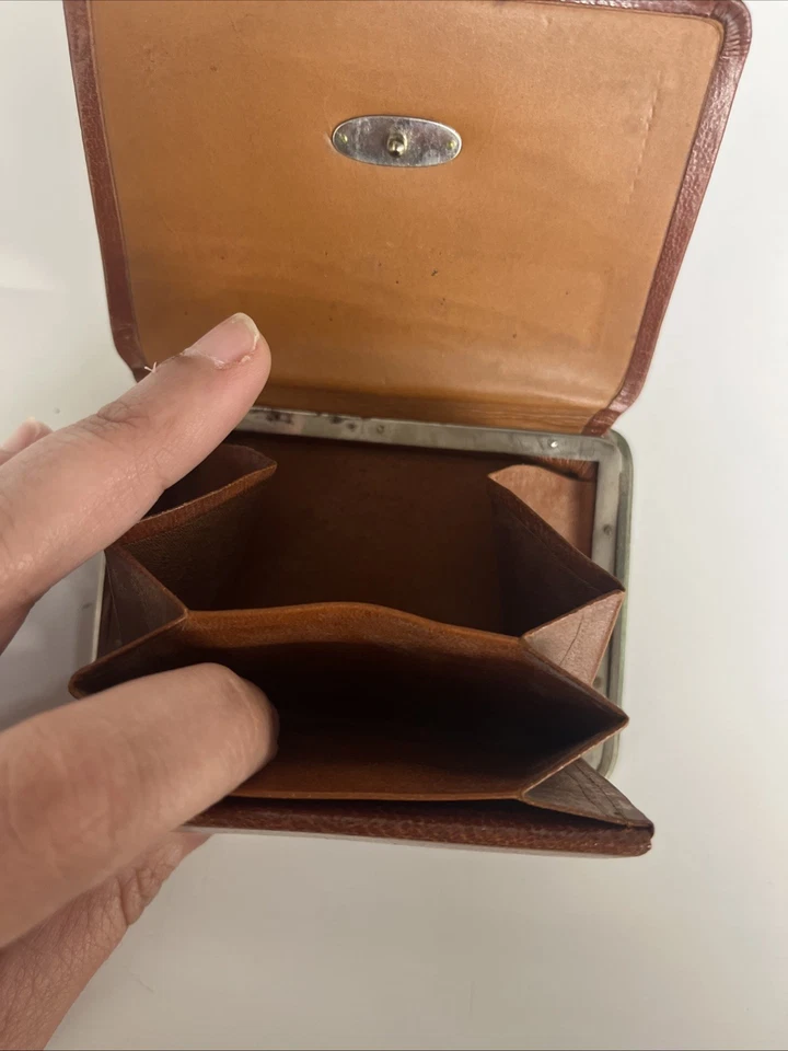 Estuche para tarjetas de cuero vintage Emil Brock Berlin - Porta documentos alemán de mediados de siglo Foto 4 de 4