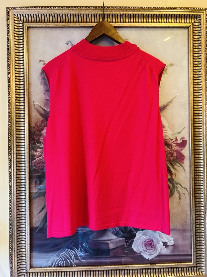 Preciosa camiseta sin mangas rosa frambuesa para mujer Plus 3X 100 % algodón Pima Foto 3 de 4