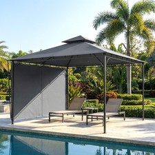 Outsunny Pavillon 3,2x3,2 m Stabil Winterfest Gartenpavillon mit Doppeldach