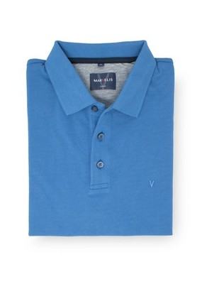 Marvelis Men's Polo Shirt Modern Fit Polo Collar Solid Cobalt