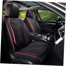Seat Covers Full Set, Waterproof Nappa Leather Seat Covers FullSet Black Red