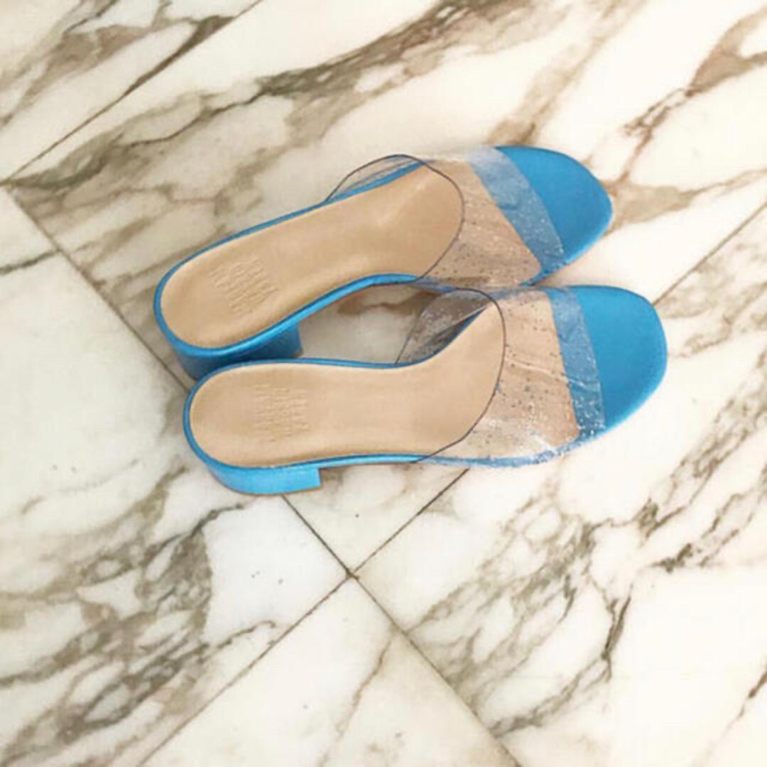 Maryam Nassir Zadeh Mule Sandals Size 38 Clear x Blue