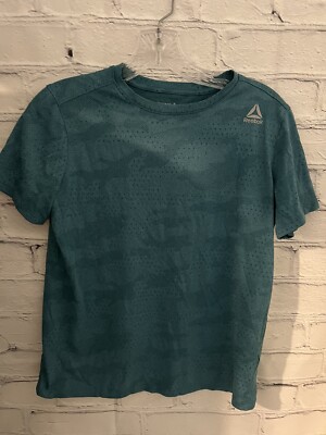 Reebok Blue/Green-ish Solid Colored Activewear T-Shirt EUC Boy's