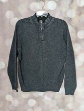 Men's Dockers Dark Gray 1/3 Zip Mock Neck Pullover Sweater Size Large
