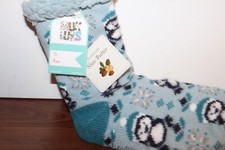 Original Muk Luks Just Chillin PENGUIN Slipper Socks Size M