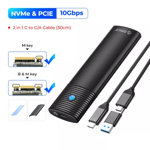 ORICO USB3.2 10Gbps To M.2 NVMe SATA SSD External Enclosure Storage Case USB-C - Picture 20 of 21