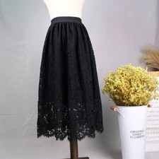 Ladies Floral Lace Skirt Underskirts Petticoat Embroidery Mesh Tulle Voile Fairy