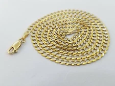10KT Solid Yellow Gold Cuban Link 4mm Chain Diamond Cut 16" 18" 20" 22" 24" 26"